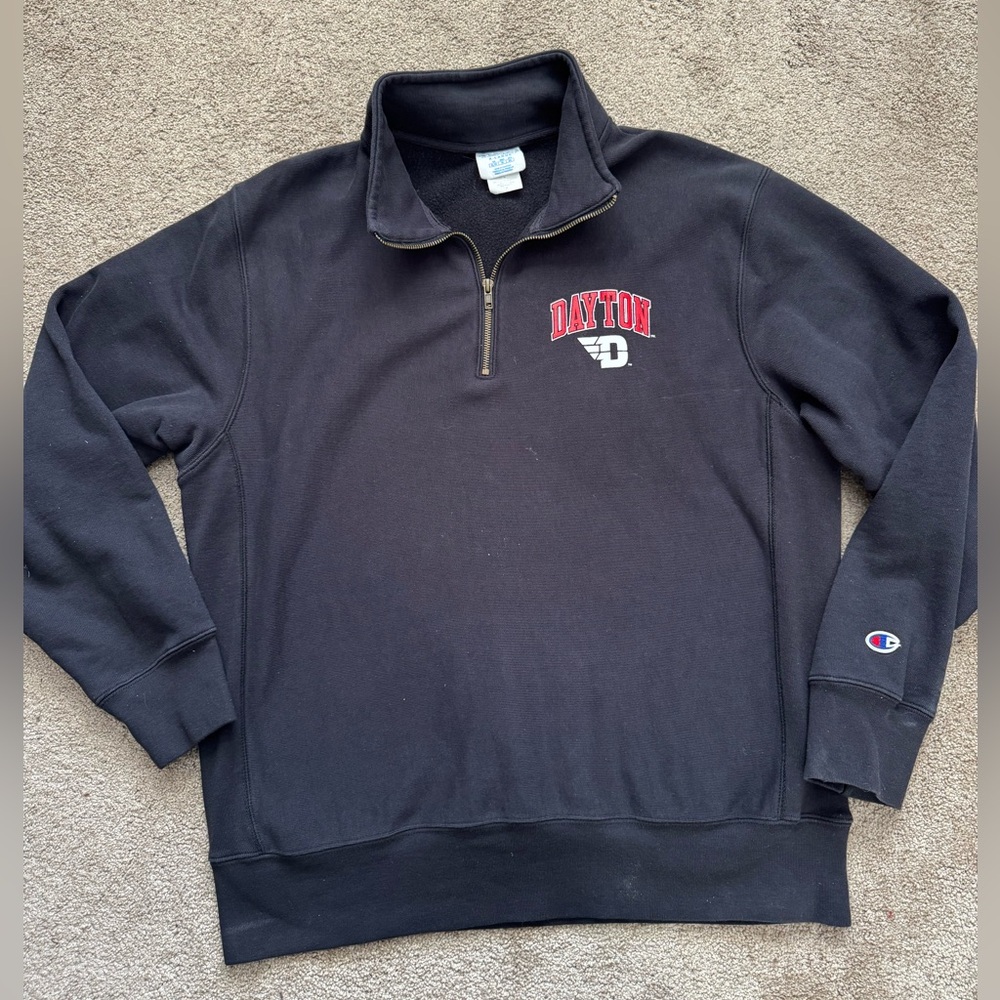 #78 DAYTON FLYERS REVERSE WEAVE QUARTER ZIP Champion Black Dayton Quarter-Zip up
